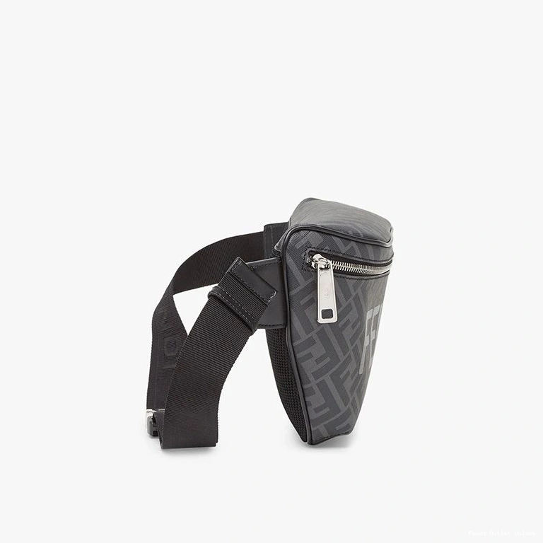 Cheap Bag ROMA Motif Belt FF In Fendi Fabric Black Logo 0708